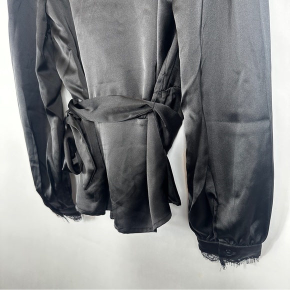 NWT Rachel Zoe Elegant Black Wrap Blouse | US Size Small - Picture 11 of 13